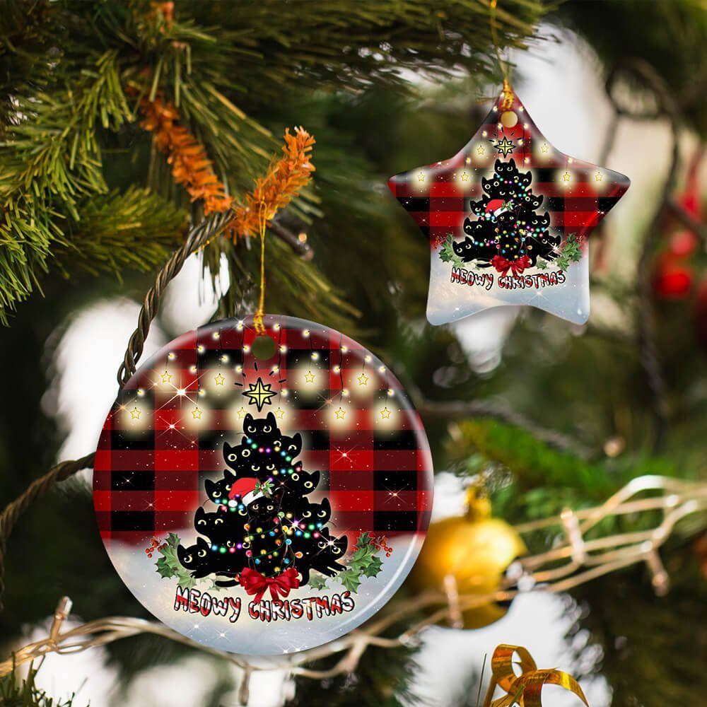 Meowy Christmas Ceramic Ornament