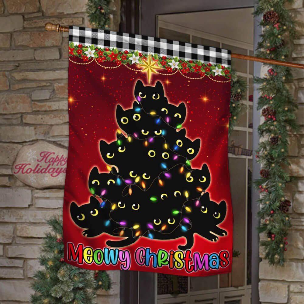 Meowy Christmas Flag Cat Christmas Tree LNT711F