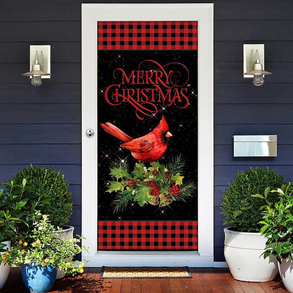 Merry Christmas Cardinal Door Cover