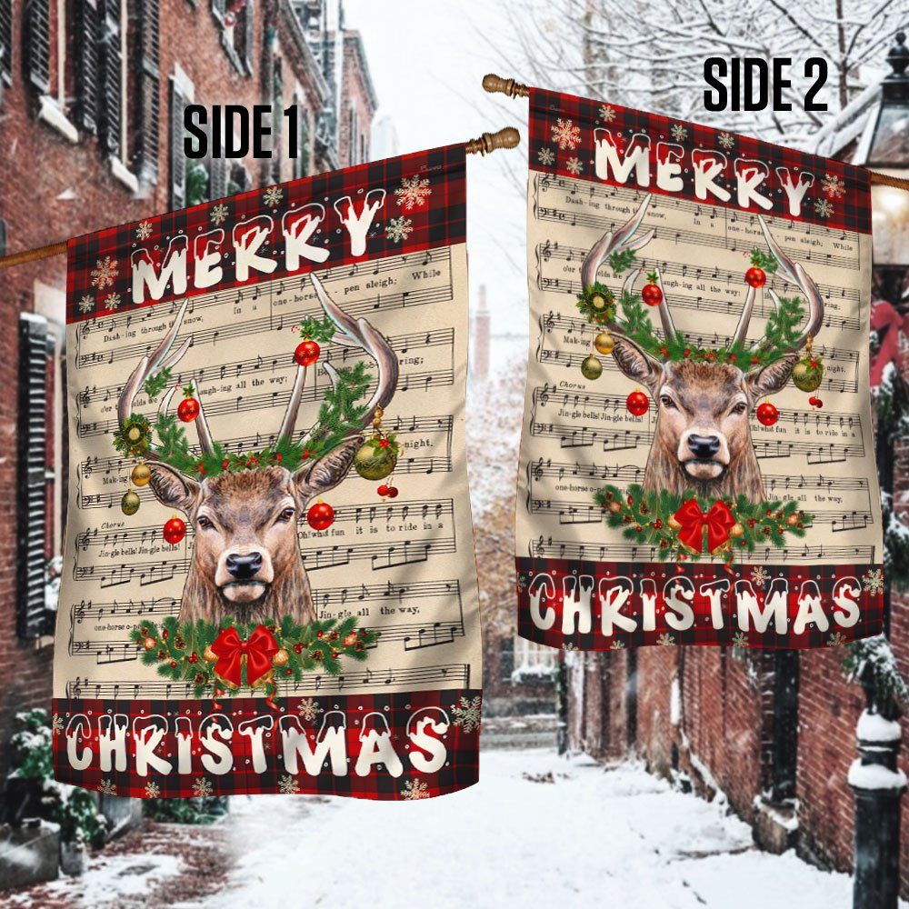Merry Christmas Deer Christmas Flag BNN622F