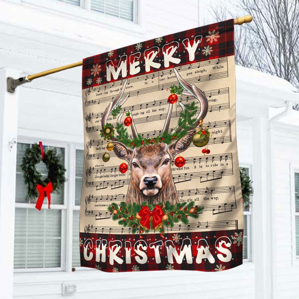 Merry Christmas Deer Christmas Flag BNN622F