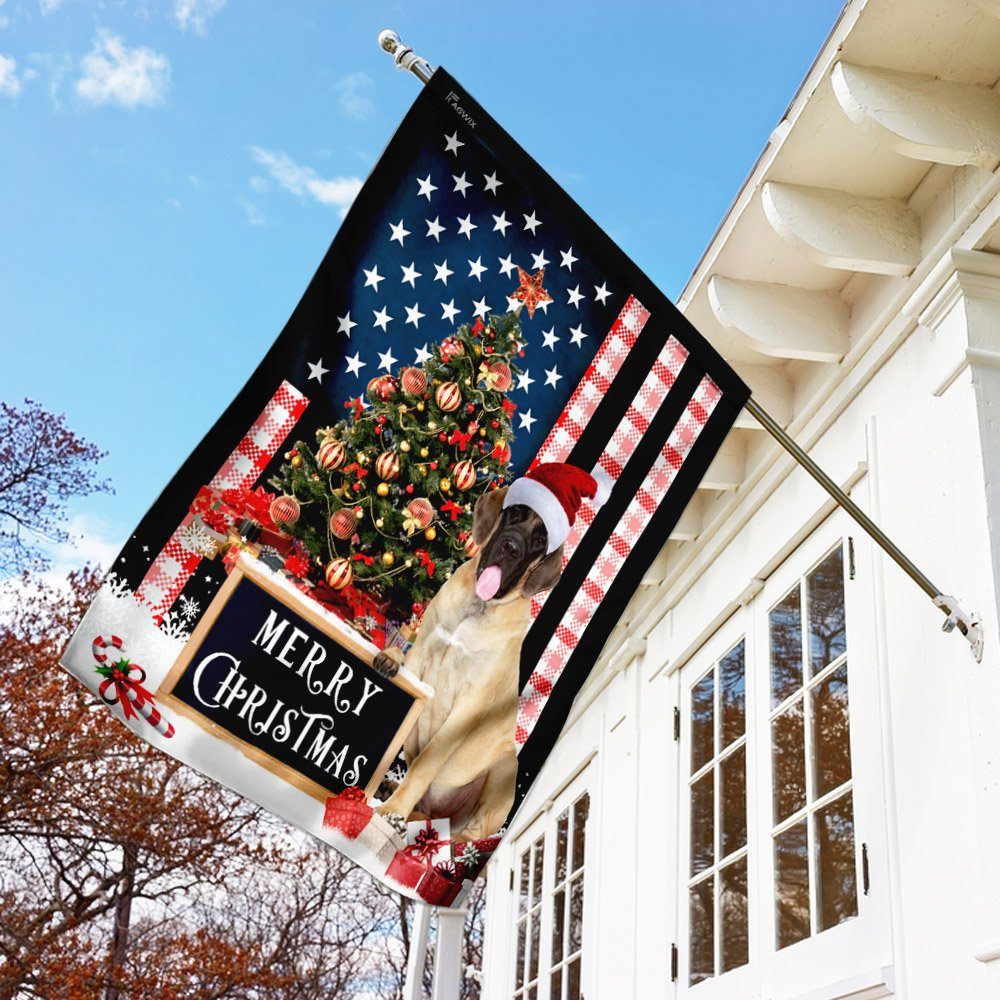 Merry Christmas English Mastiff Flag