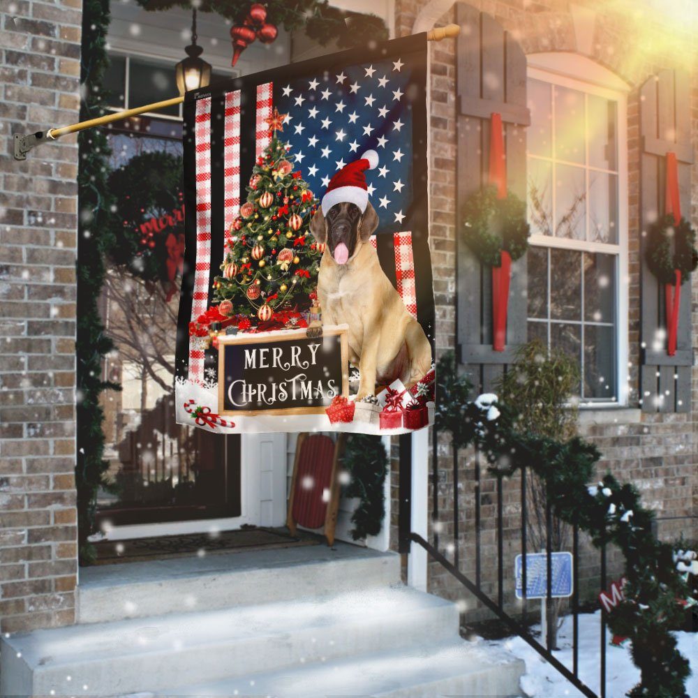 Merry Christmas English Mastiff Flag