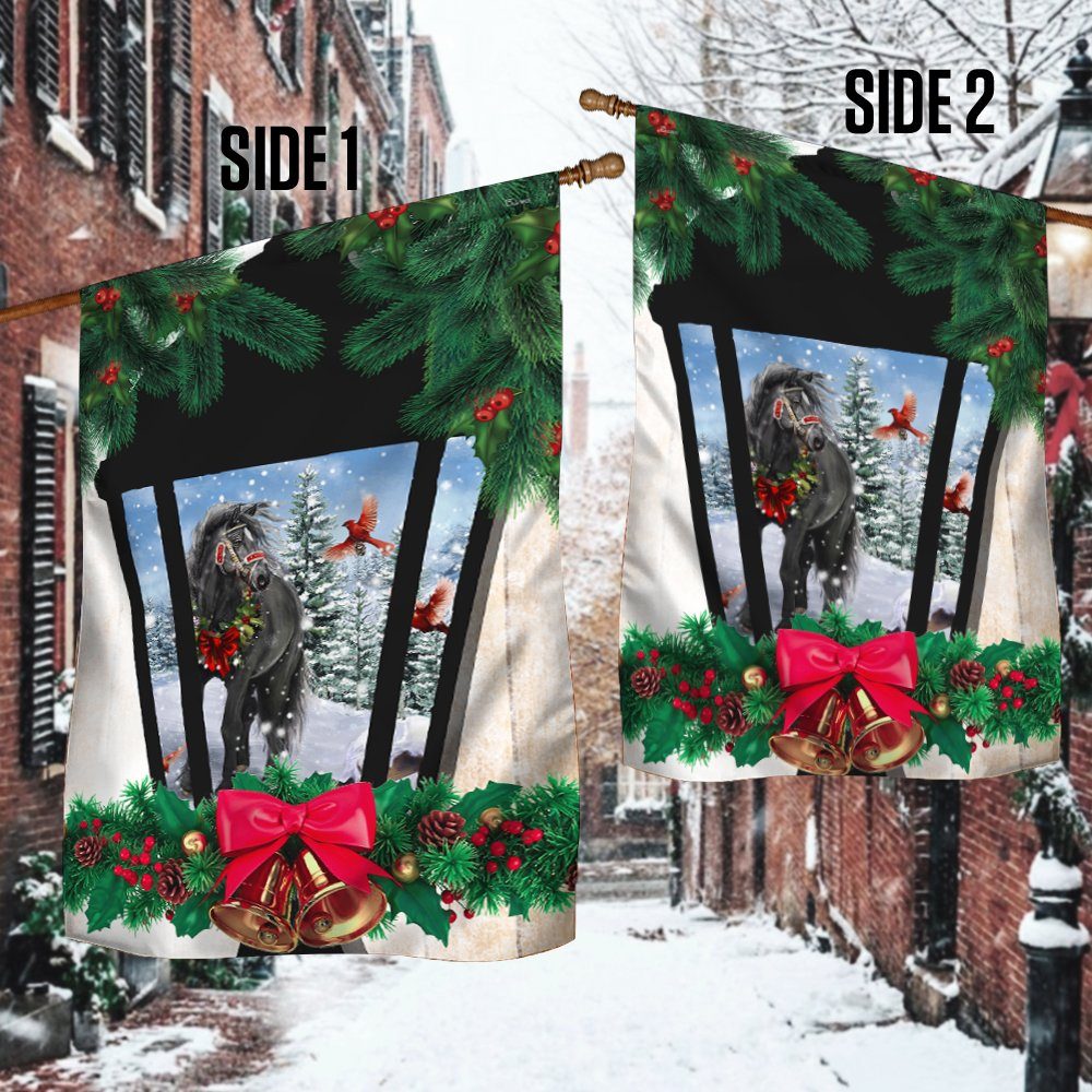 Merry Christmas Flag Black Horse TTY363F