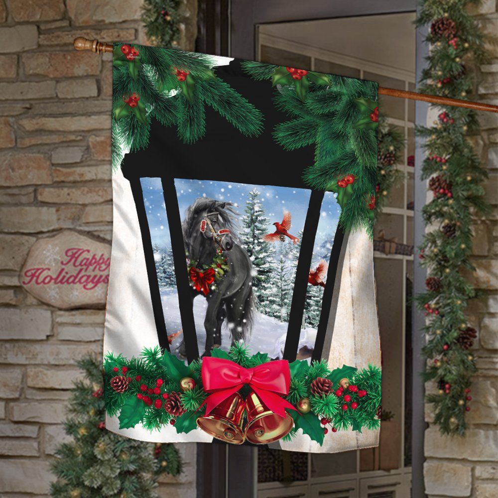 Merry Christmas Flag Black Horse TTY363F