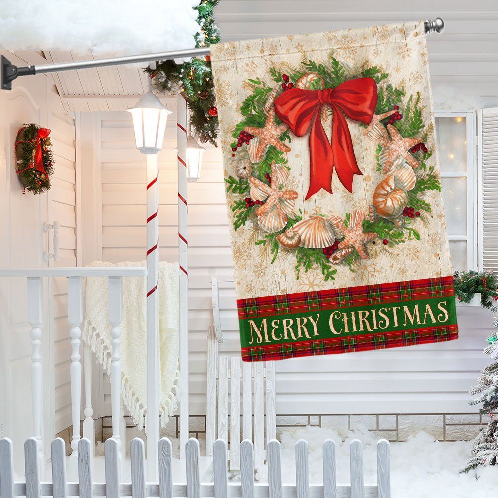 Merry christmas Flag Wreath Flower Ocean LNT633F