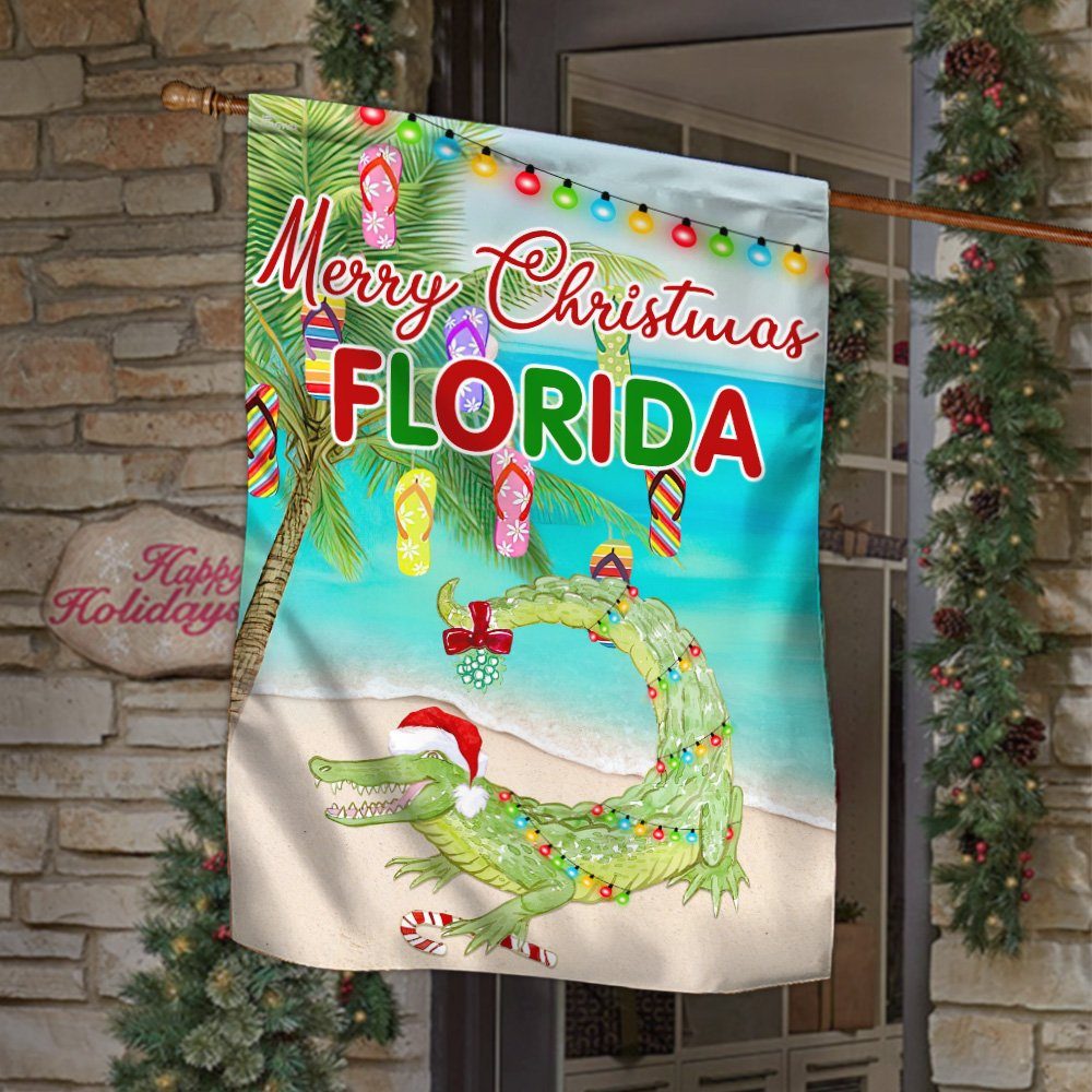 Merry Christmas Florida Crocodile Flag LNT716F