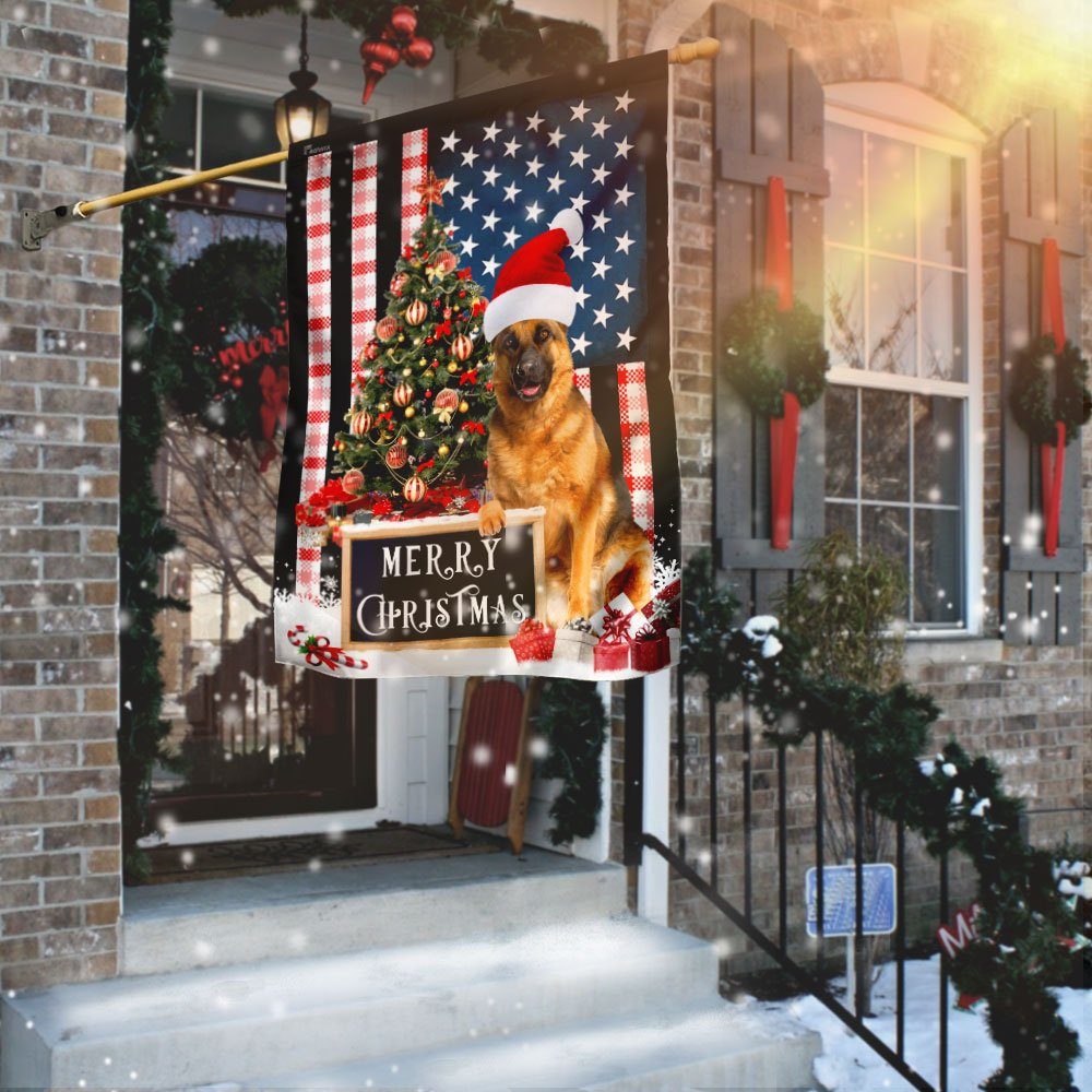 Merry Christmas German Shepherd Flag
