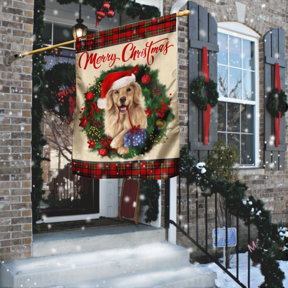Merry Christmas Golden Retriever Flag