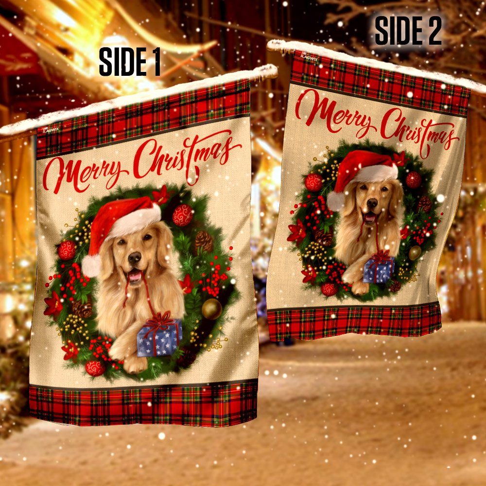 Merry Christmas Golden Retriever Flag