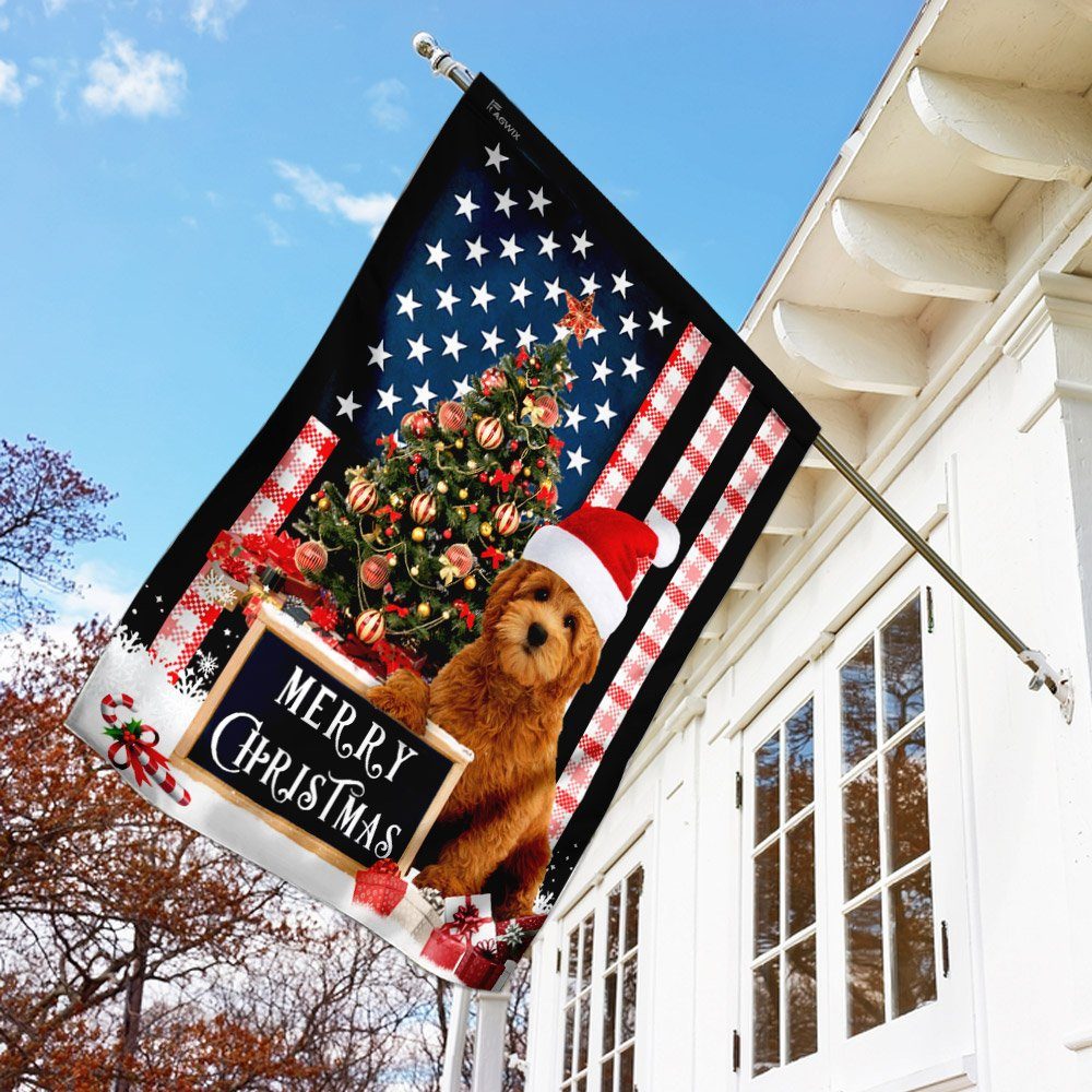 Merry Christmas Goldendoodle Flag