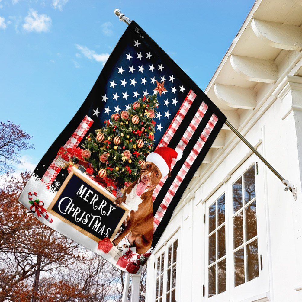 Merry Christmas Pit Bull Flag Right