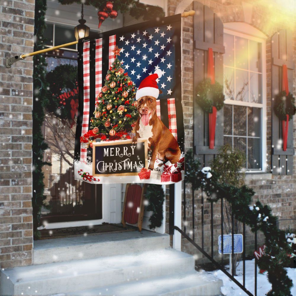 Merry Christmas Pit Bull Flag Right