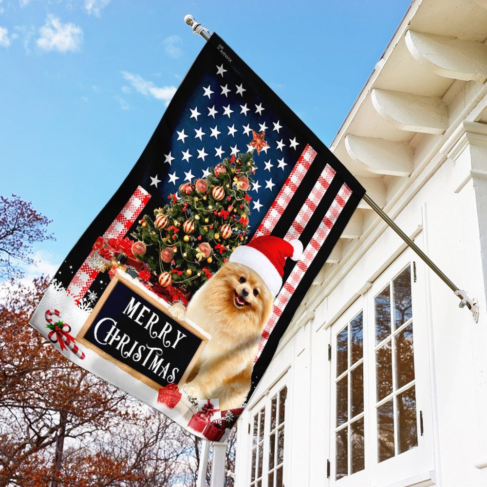Merry Christmas Pomeranian Flag