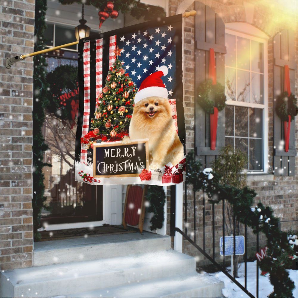 Merry Christmas Pomeranian Flag