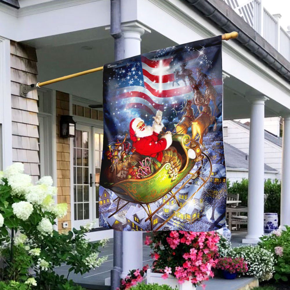 Merry Christmas Santa Claus American Flag DS05F