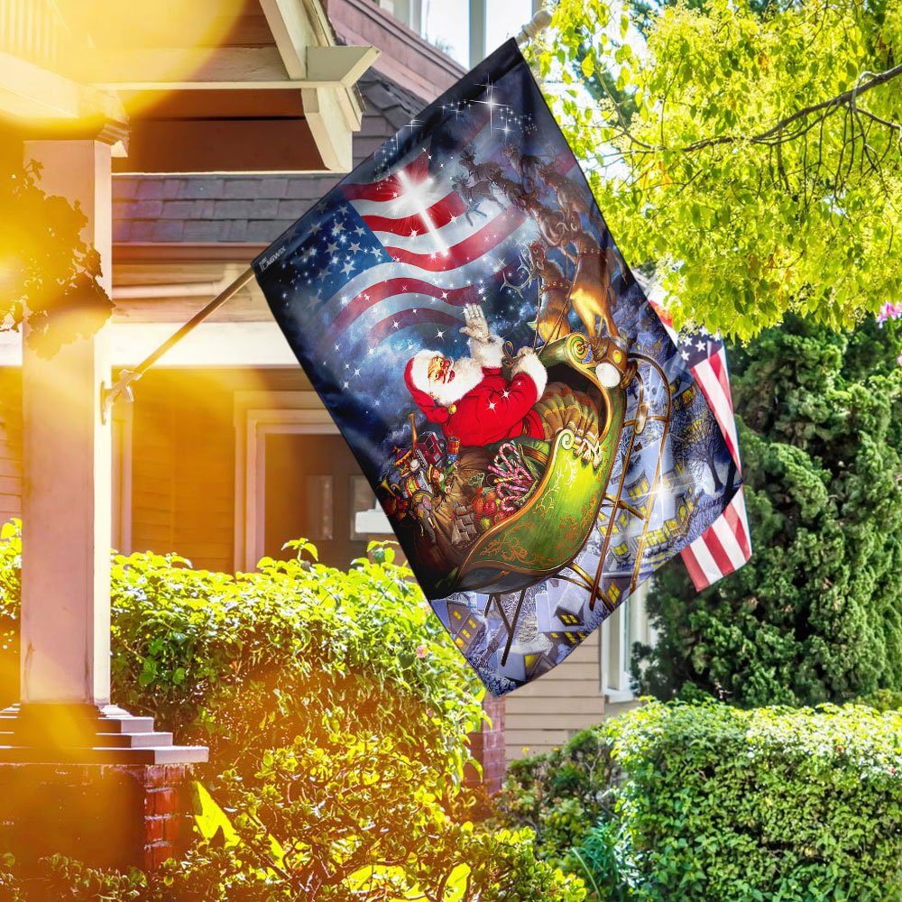 Merry Christmas Santa Claus American Flag DS05F