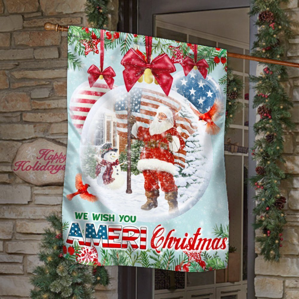 Merry Christmas Santa Claus American Flag THN3592F