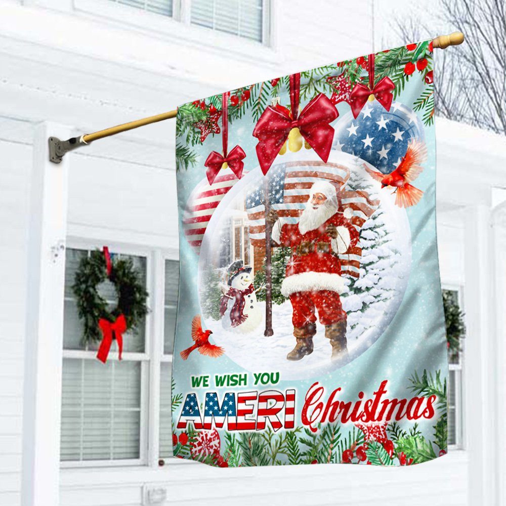 Merry Christmas Santa Claus American Flag THN3592F