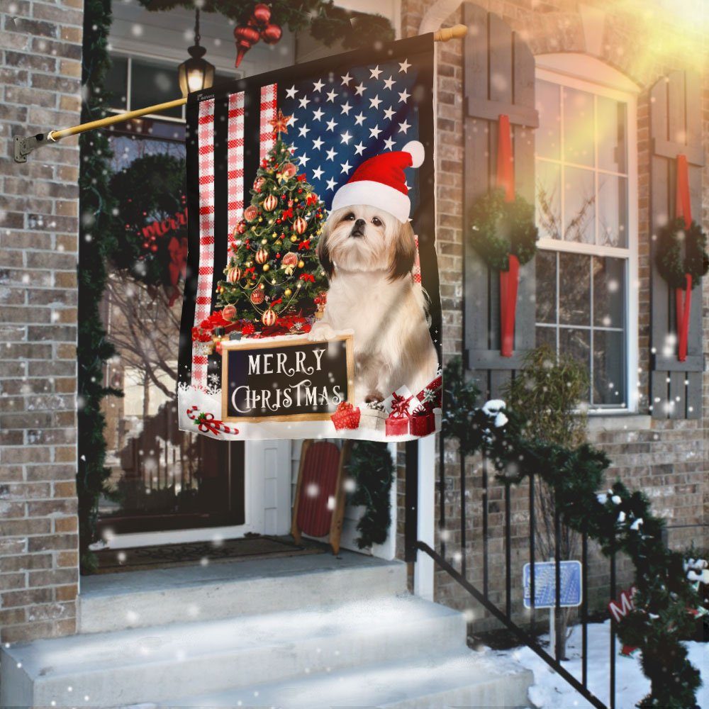 Merry Christmas Shih Tzu Flag