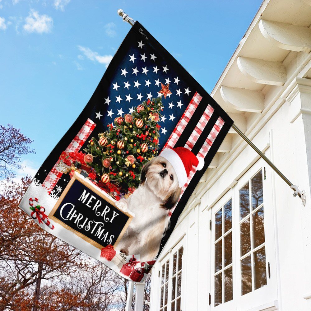 Merry Christmas Shih Tzu Flag