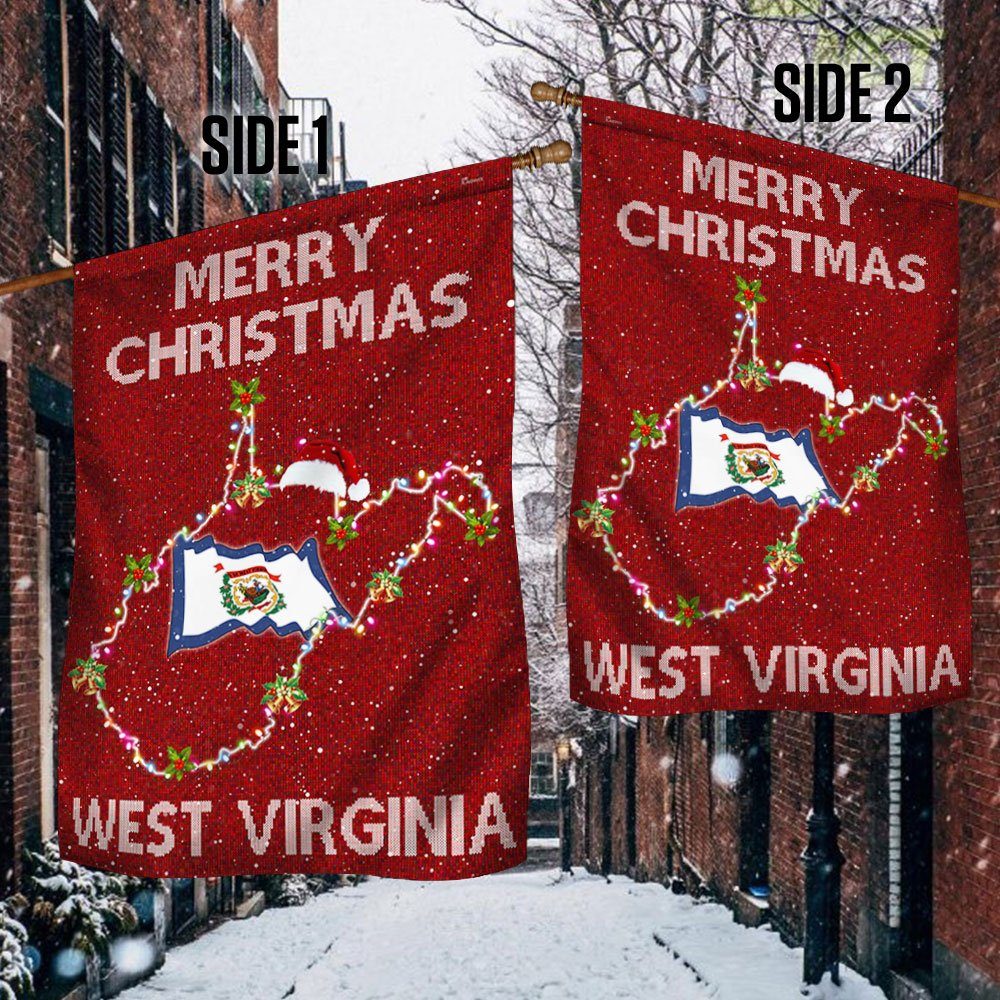 Merry Christmas US State West Virginia Flag TRL513Fv1