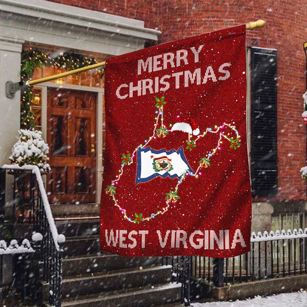 Merry Christmas US State West Virginia Flag TRL513Fv1