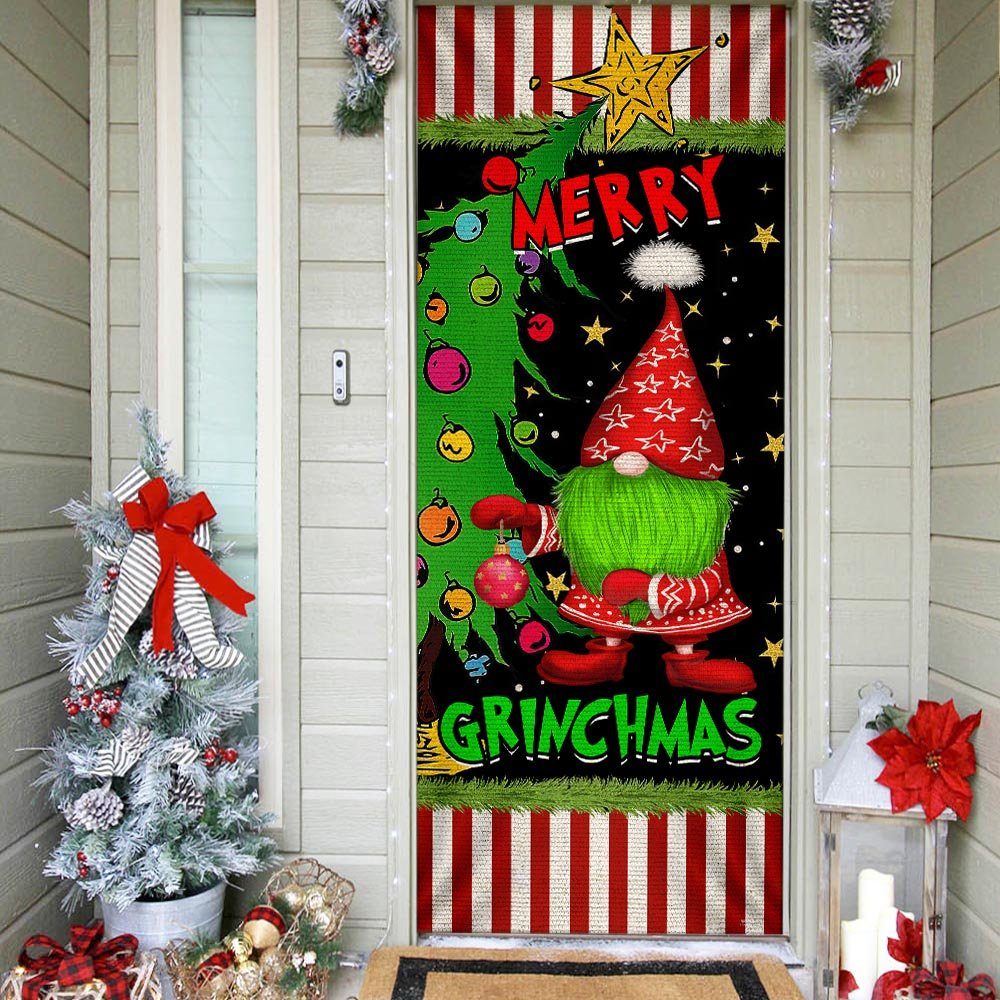 Merry Grinchmas Gnome Christmas Door Cover BNN615D