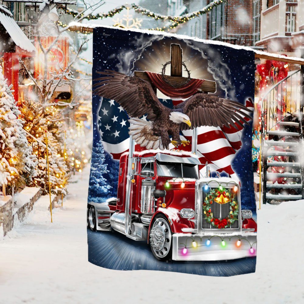 Merry Trucking Christmas Flag Jingle All The Way DDH2939F