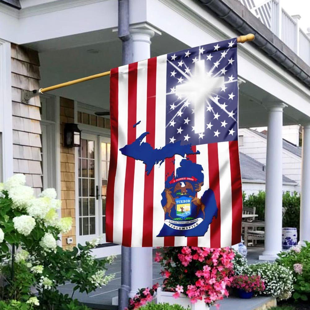 Michigan Flag God Bless Michigan DDH2000Fv9