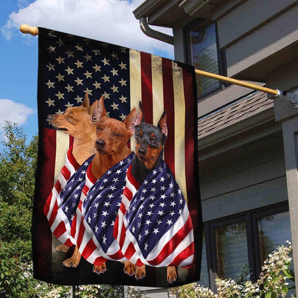 Miniature Pinscher Dogs  American Patriot Flag ANL40v55