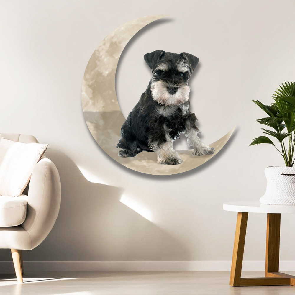 Miniature Schnauzer Dog And Moon Hanging Metal Sign QNK879MSv15