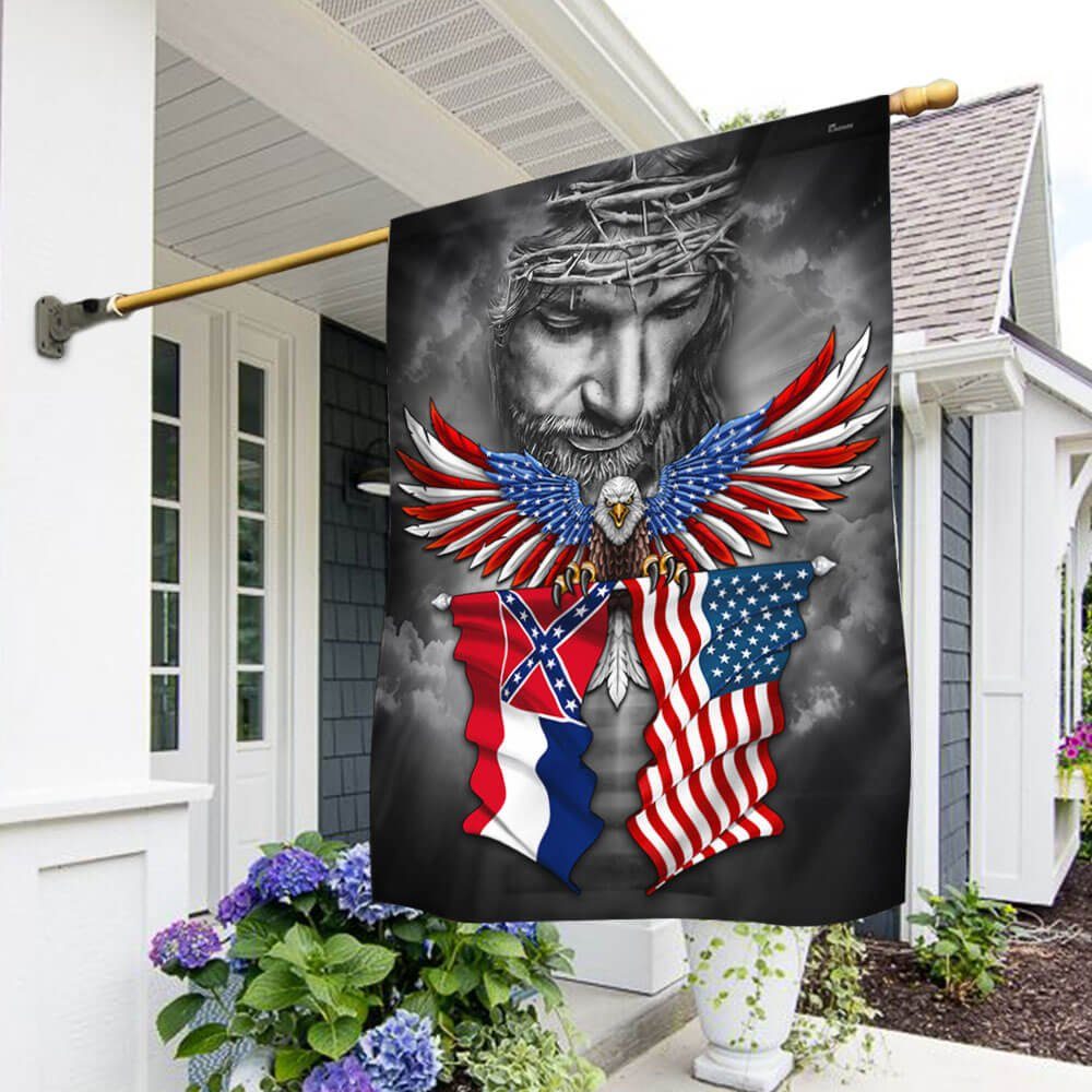 Mississippi Flag God Bless Mississippi American Eagle Flag THB3439F