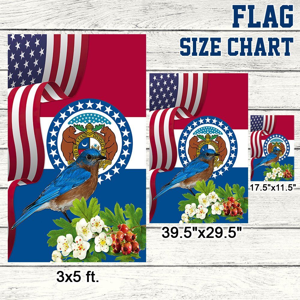 Missouri State Bluebird and White Hawthorn Flower Flag MLN1141Fv32