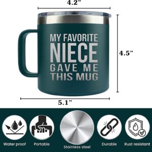 MONDAYSTYLE Gifts for Aunt – Gifts for Uncle from Niece on Christmas – Aunt Uncle Birthday Gifts – Auntie Gifts – Uncle Gifts – Best Aunt Uncle Mug 14 oz, Forest Green