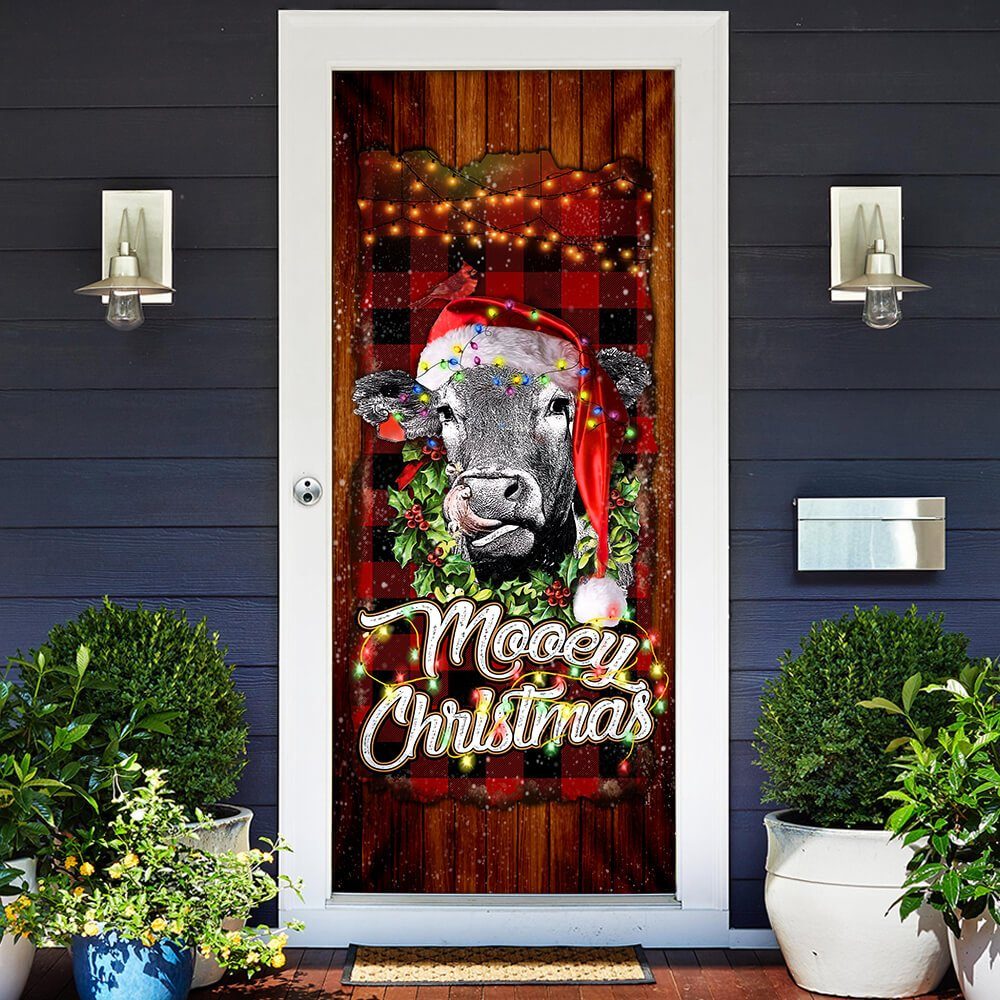 Mooey Christmas Angus Cow Door Cover