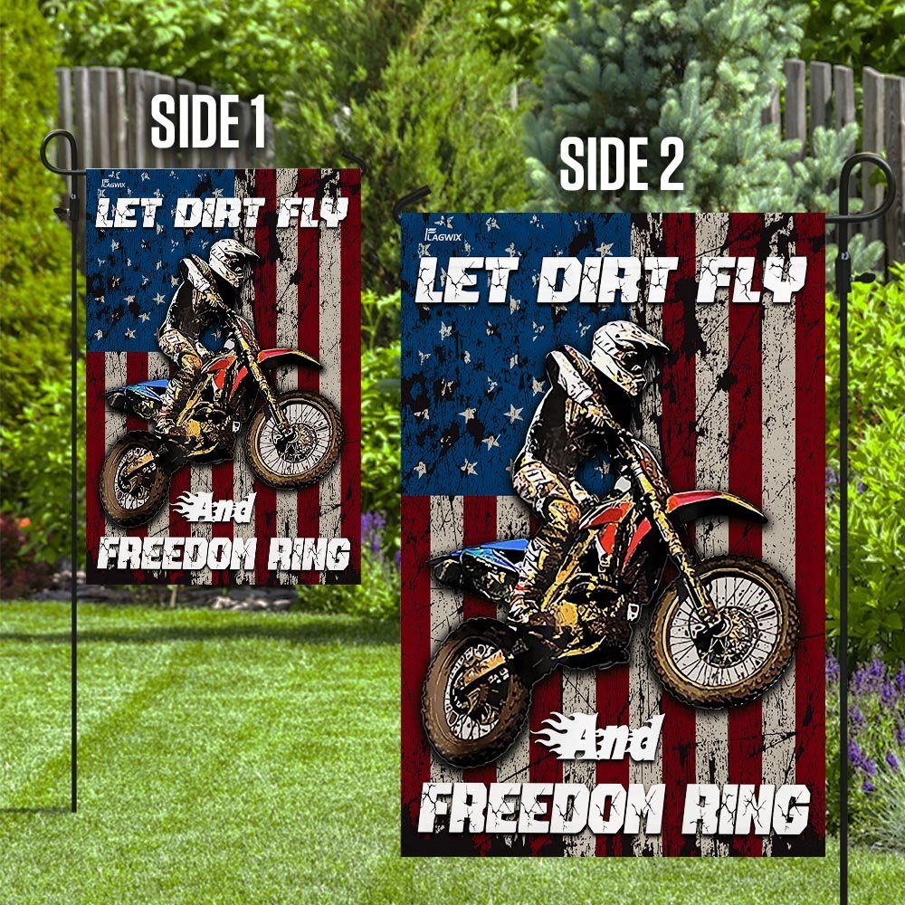Motocross – Let Dirt Fly And Freedom Ring Flag Motocross – Let Dirt Fly And Freedom Ring Flag