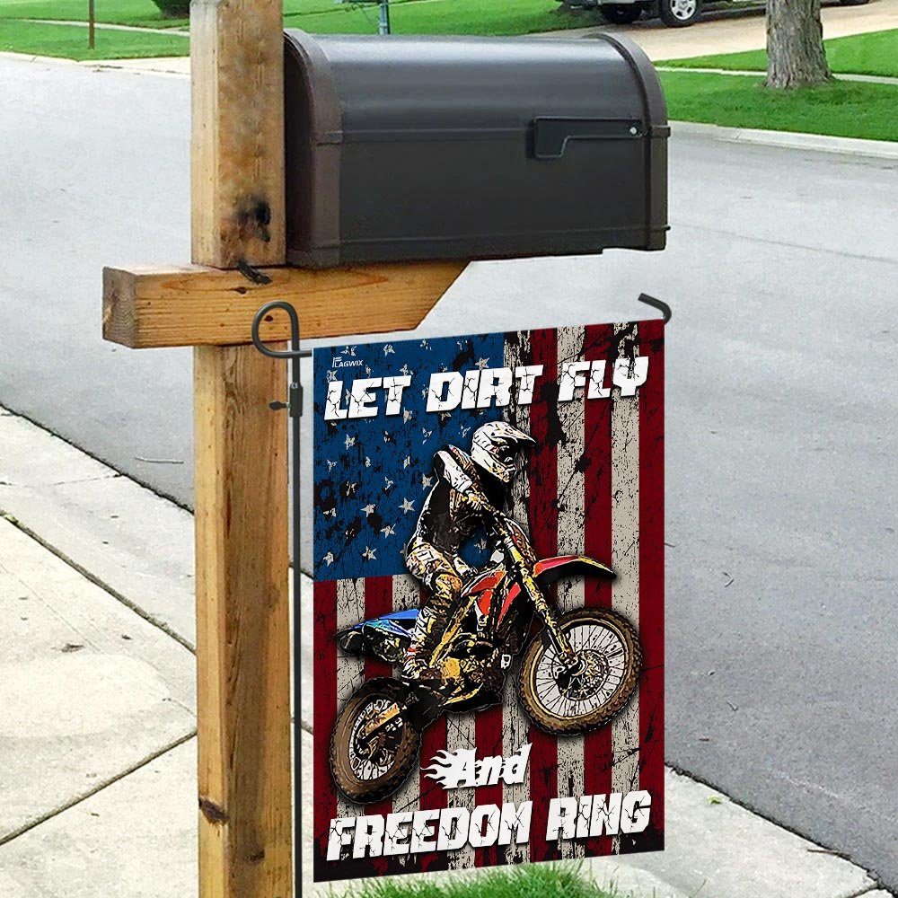 Motocross – Let Dirt Fly And Freedom Ring Flag Motocross – Let Dirt Fly And Freedom Ring Flag