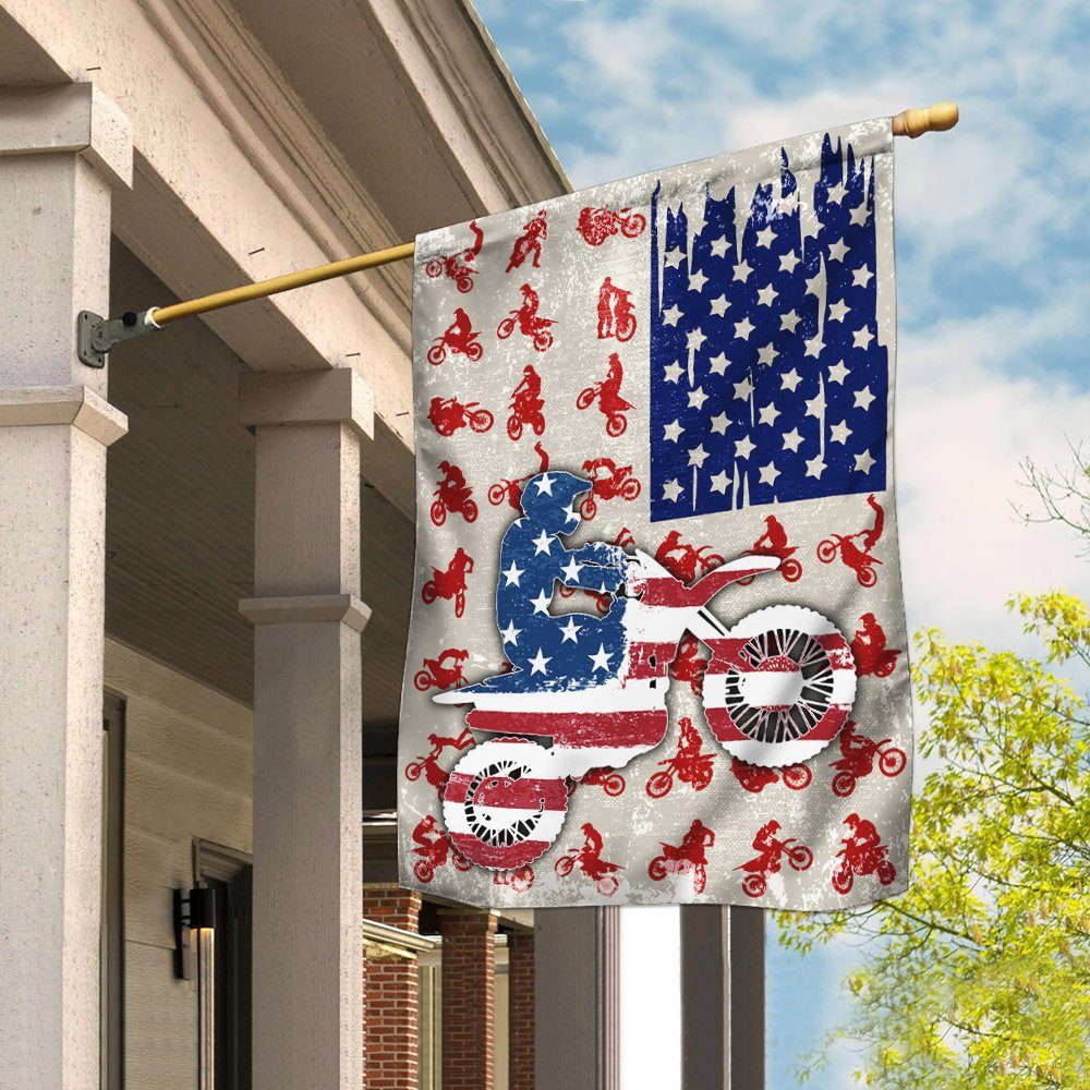 Motocross American US Flag