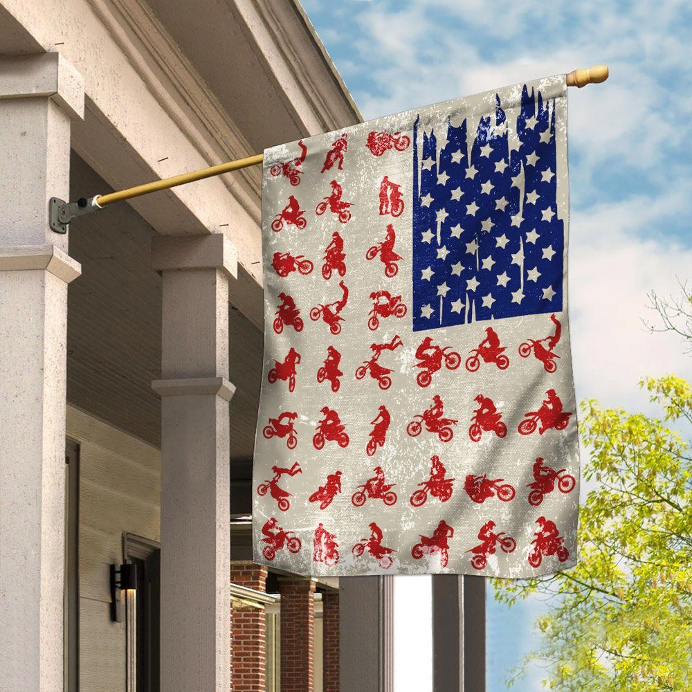 Motocross American US Flag