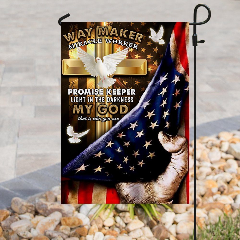 My God Way Maker Miracle Worker Christian Doves Flag
