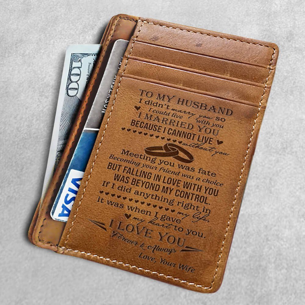 My Husband, I Cannot Live Without You Card Wallet, The Perfect Mens Gift, Gift For Boyfriend, Husband, Christmas Gift, Card Wallet, Leather Wallet for Men Husband Boyfriend, Card Wallet LNT720CW