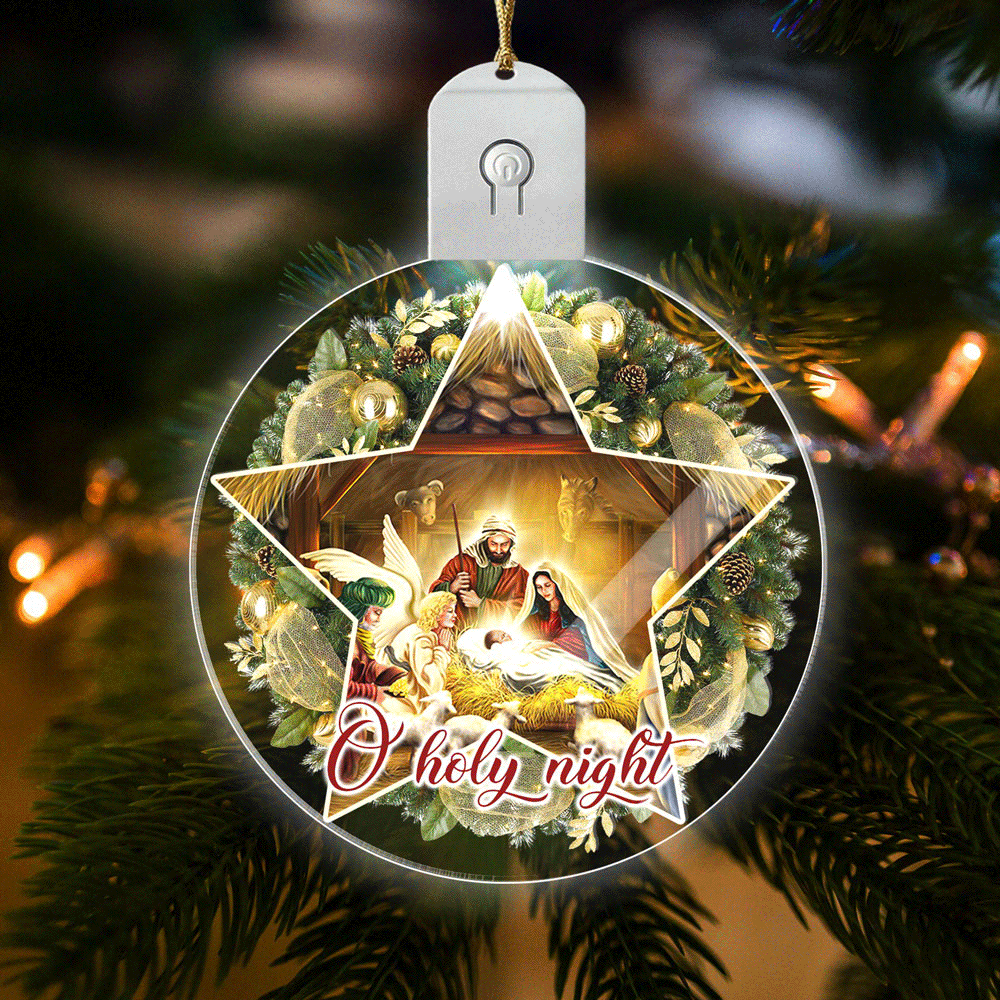 Nativity Of Jesus – Christian Christmas Ornaments – Family Religious Gifts – Christian Decorations For Home, Religious Decor – Christian Friend Christmas Ornaments Gifts, Led Ornament BNN578O