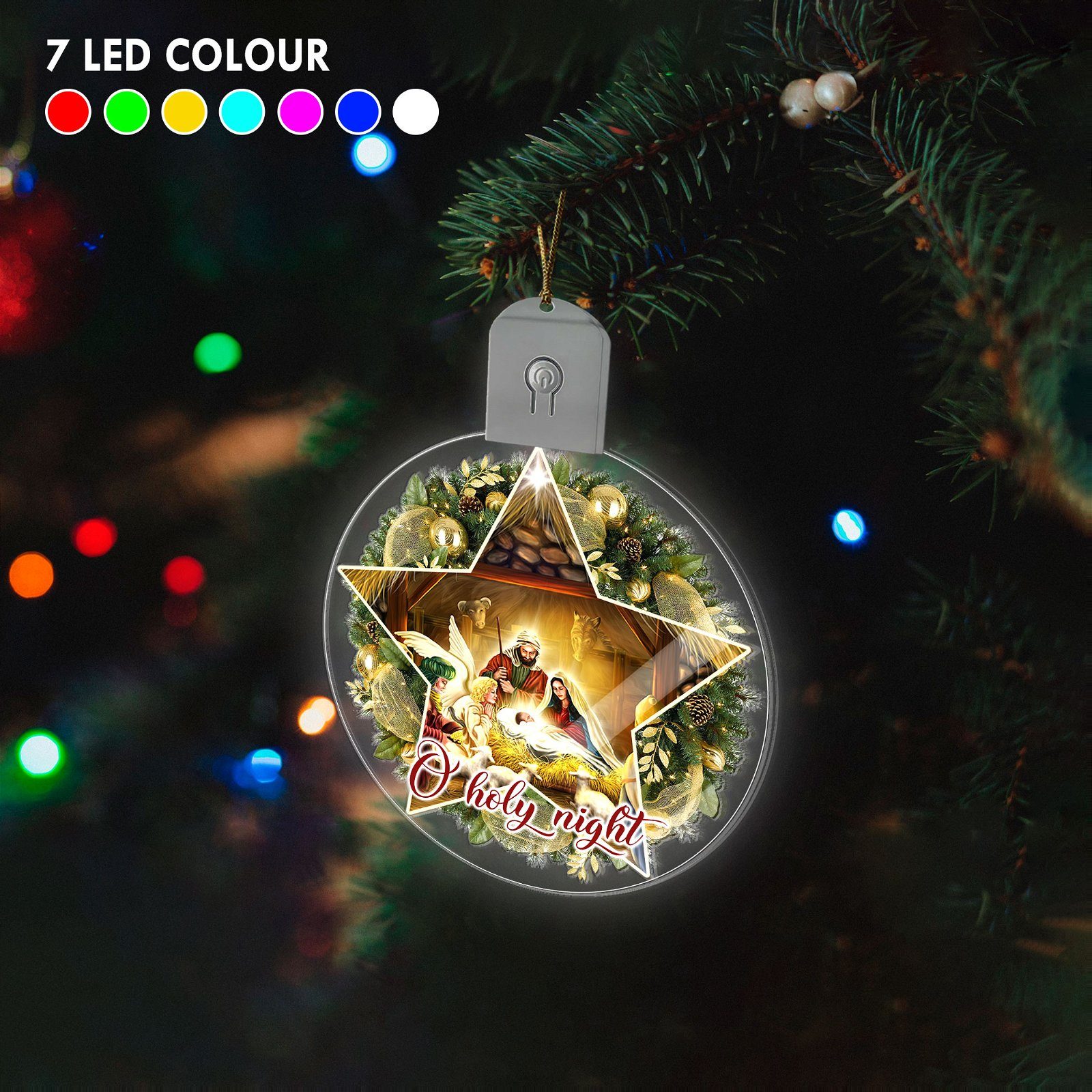 Nativity Of Jesus – Christian Christmas Ornaments – Family Religious Gifts – Christian Decorations For Home, Religious Decor – Christian Friend Christmas Ornaments Gifts, Led Ornament BNN578O