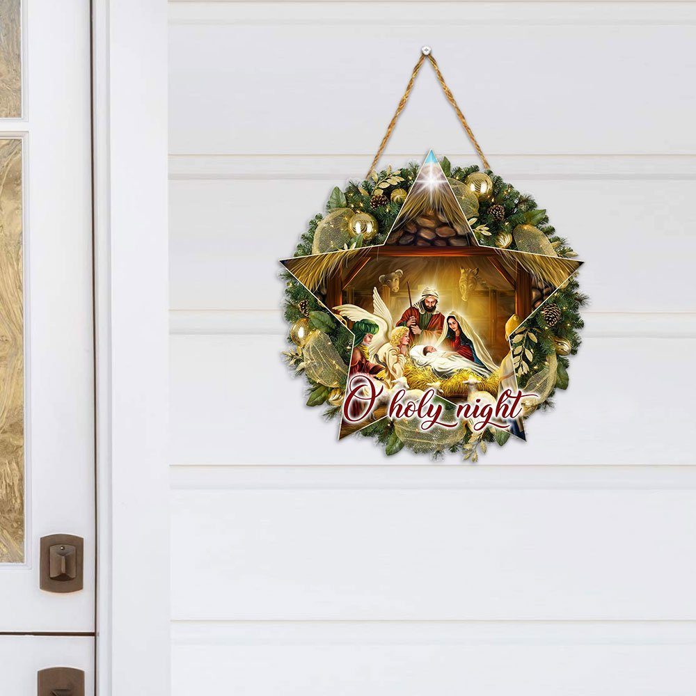 Nativity Scene Christmas Wooden Sign O Holy Night BNN578WD