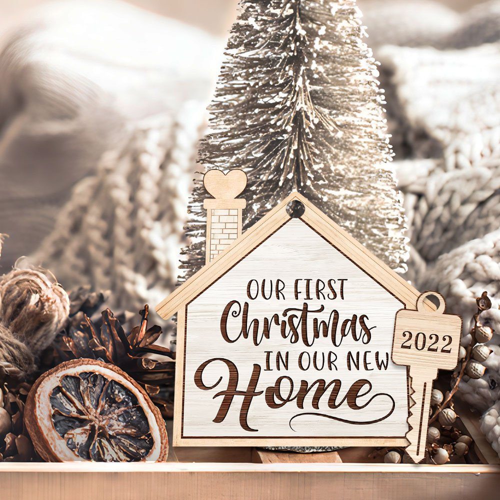 New Home Ornament, 2022 New Home Christmas Decorations, Our first Christmas Key Ornament, Our First Christmas In Our New Home Ornament TQN528O