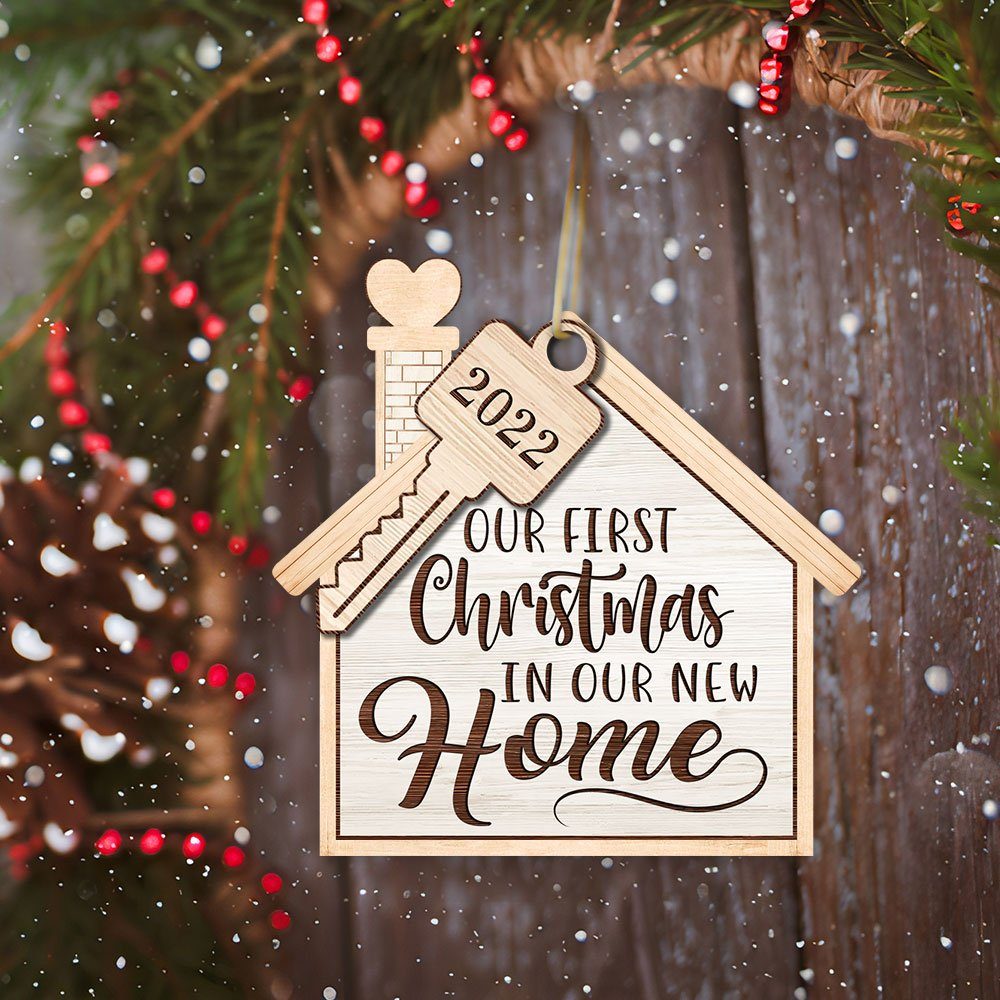 New Home Ornament, 2022 New Home Christmas Decorations, Our first Christmas Key Ornament, Our First Christmas In Our New Home Ornament TQN528O