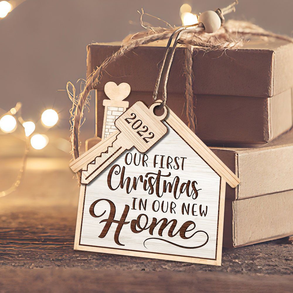 New Home Ornament, 2022 New Home Christmas Decorations, Our first Christmas Key Ornament, Our First Christmas In Our New Home Ornament TQN528O