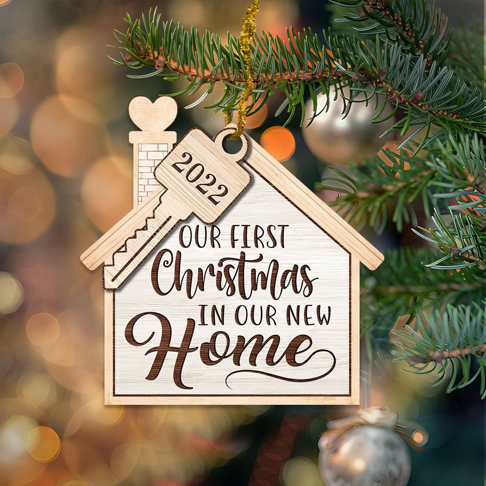 New Home Ornament, 2022 New Home Christmas Decorations, Our first Christmas Key Ornament, Our First Christmas In Our New Home Ornament TQN528O