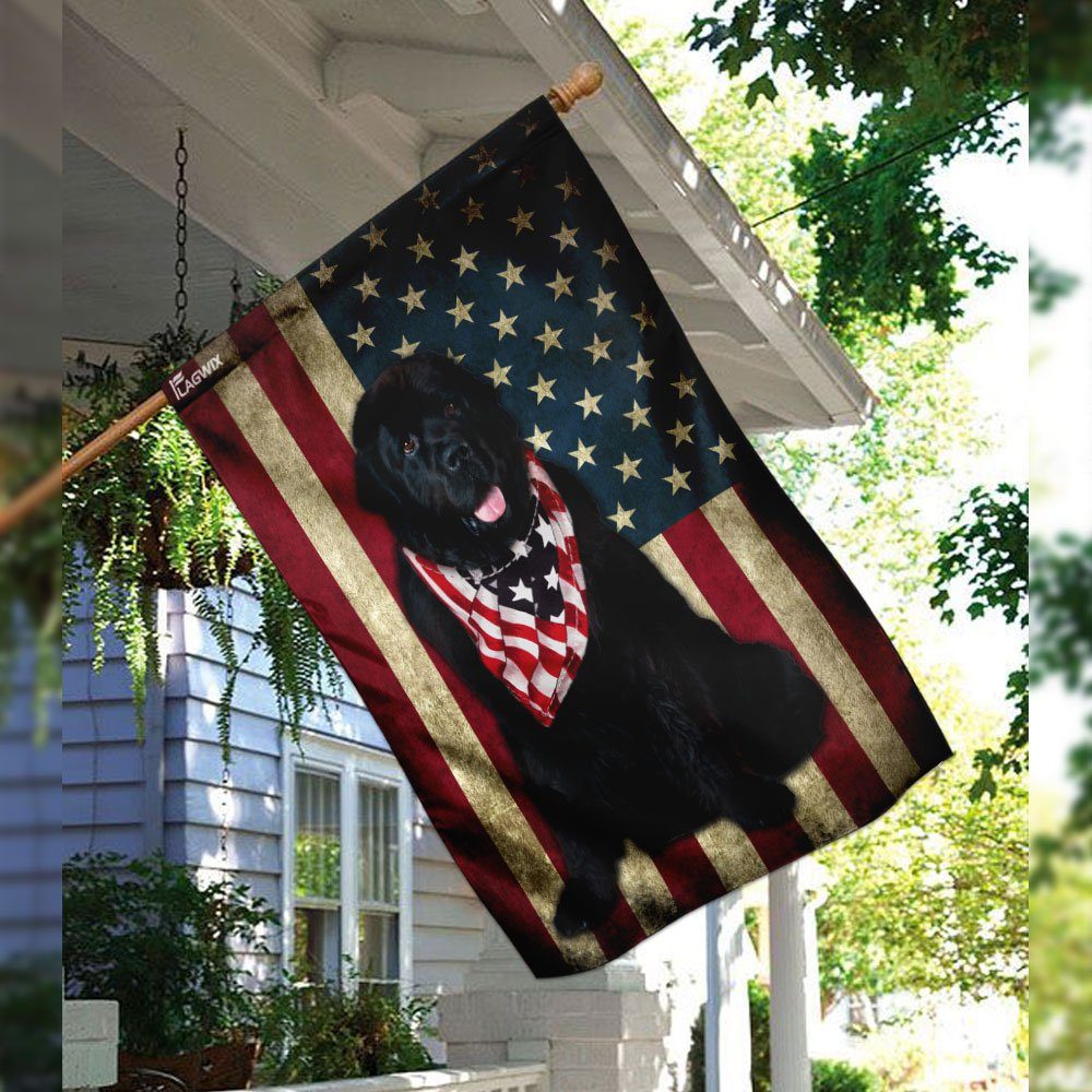 Newfoundland Dog American Flag Newfoundland Dog American Flag